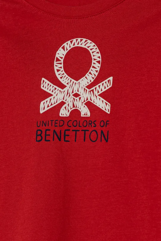 Băieți United Colors of Benetton longsleeve din bumbac pentru copii 3I1XG10HS.P.Seasonal rosu