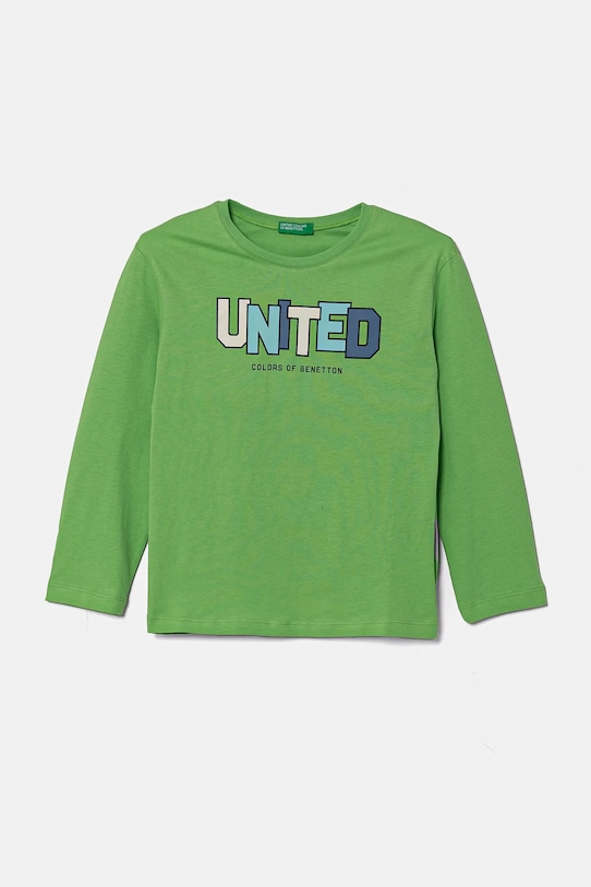 United Colors of Benetton longsleeve bawełniany dziecięcy nadruk zielony 3I1XG10HS.P.Seasonal