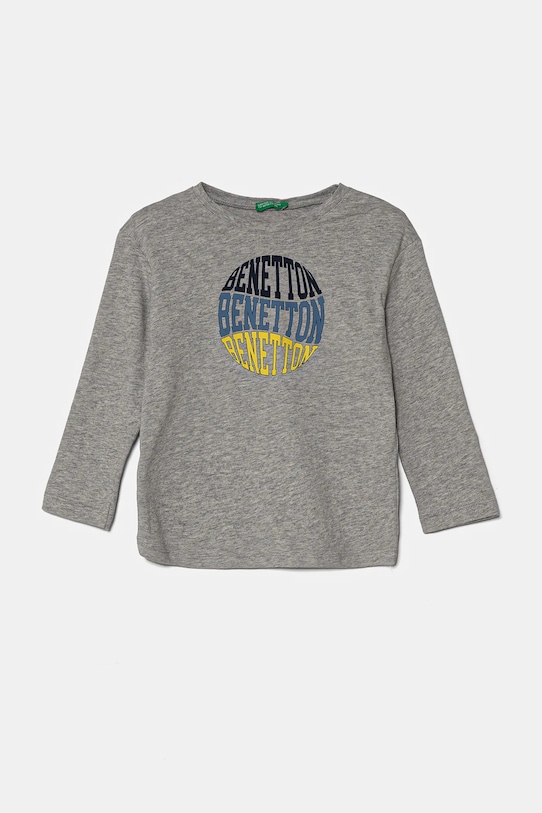 United Colors of Benetton longsleeve bawełniany dziecięcy nadruk szary 3I1XG10HS.P.Seasonal
