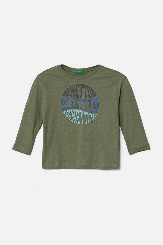 United Colors of Benetton longsleeve din bumbac pentru copii print verde 3I1XG10HS.P.Seasonal