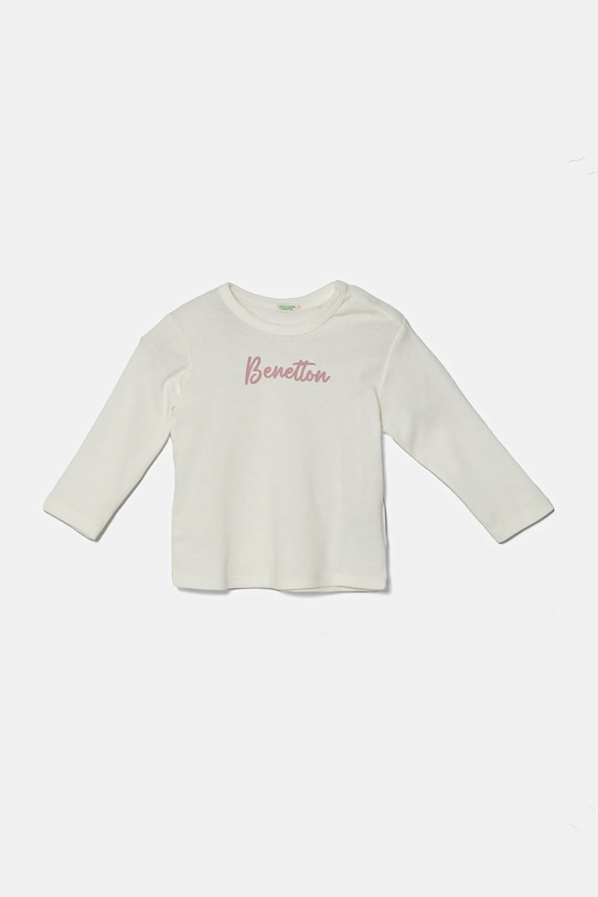 United Colors of Benetton longsleeve din bumbac pentru bebeluși print alb 3I9WA1063.W.Seasonal