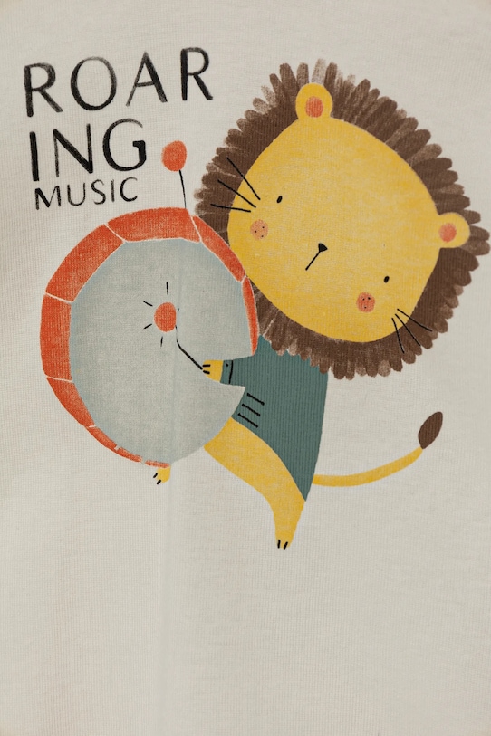 Chłopiec United Colors of Benetton longsleeve bawełniany niemowlęcy 3I9WA105Q.W.Seasonal beżowy