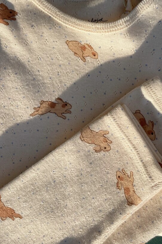 Дитячий бавовняний лонгслів Konges Sløjd MINNIE BLOUSE GOTS бежевий KS103558