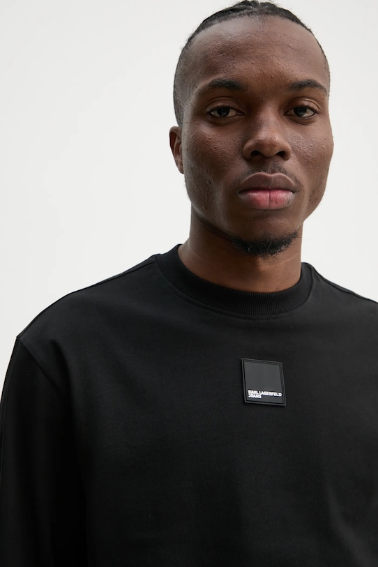 Хлопковый лонгслив Karl Lagerfeld Jeans чёрный A1M17043