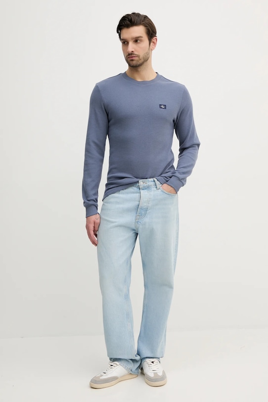 Calvin Klein Jeans longsleeve bawełniany J30J327117 niebieski SS25