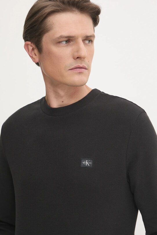 Хлопковый лонгслив Calvin Klein Jeans чёрный J30J327117