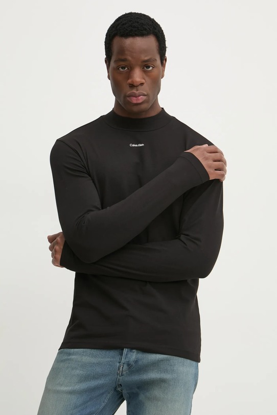 Tričko s dlouhým rukávem Calvin Klein slim černá K10K113792