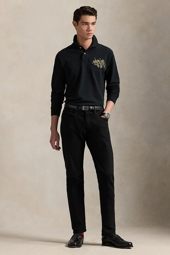 Odzież Polo Ralph Lauren longsleeve bawełniany 710968950 czarny