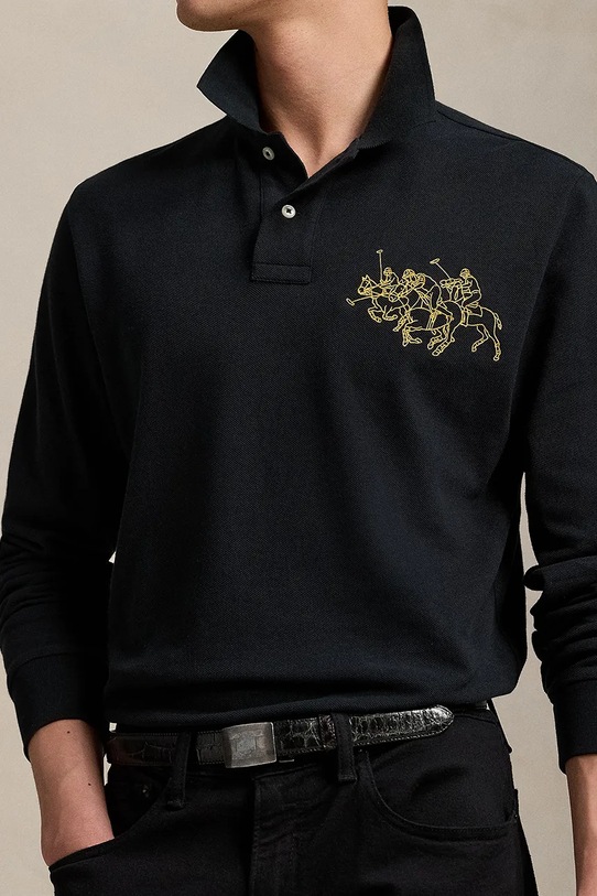 Polo Ralph Lauren top a maniche lunghe in cotone nero 710968950