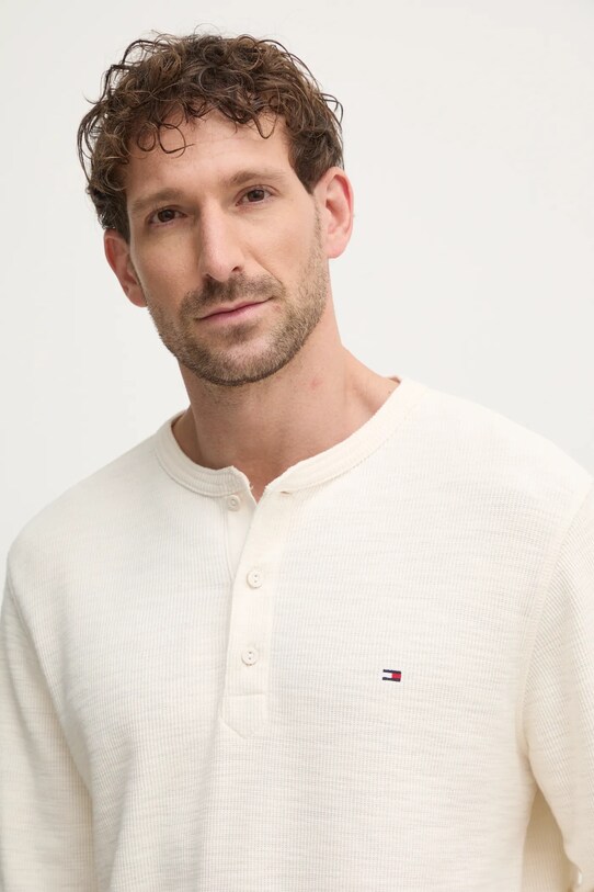 Tommy Hilfiger longsleeve din bumbac bej MW0MW37507