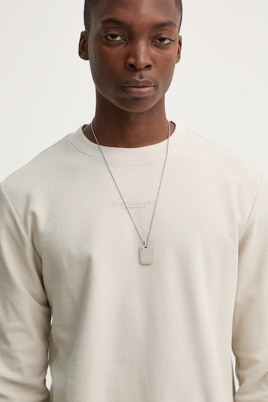 Bavlněné tričko s dlouhým rukávem G-Star kulatý béžová D25166.D617