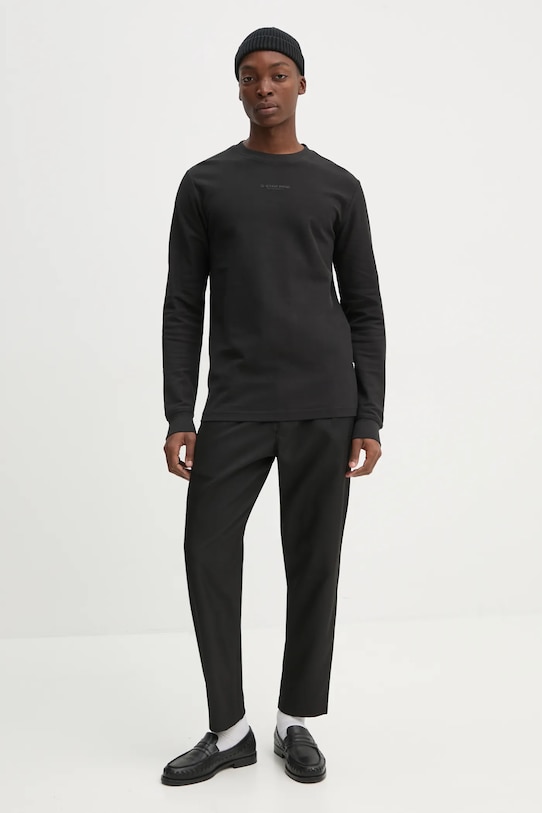 G-Star longsleeve din bumbac D25166.D617 negru SS25