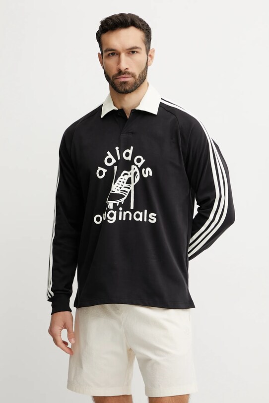 Tričko s dlhým rukávom adidas Originals RUGBY relaxed čierna JD1091