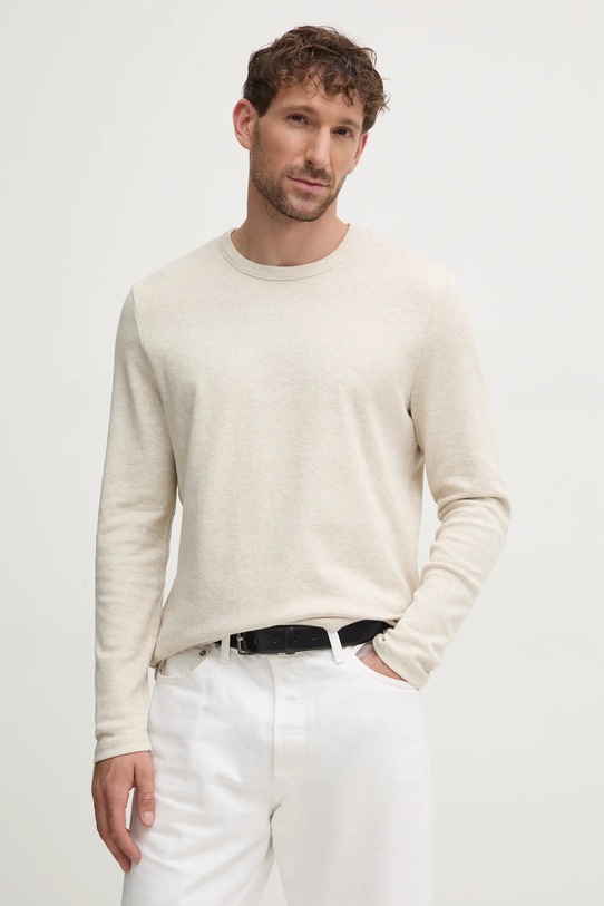 Samsoe Samsoe longsleeve din bumbac uni bej M24400005