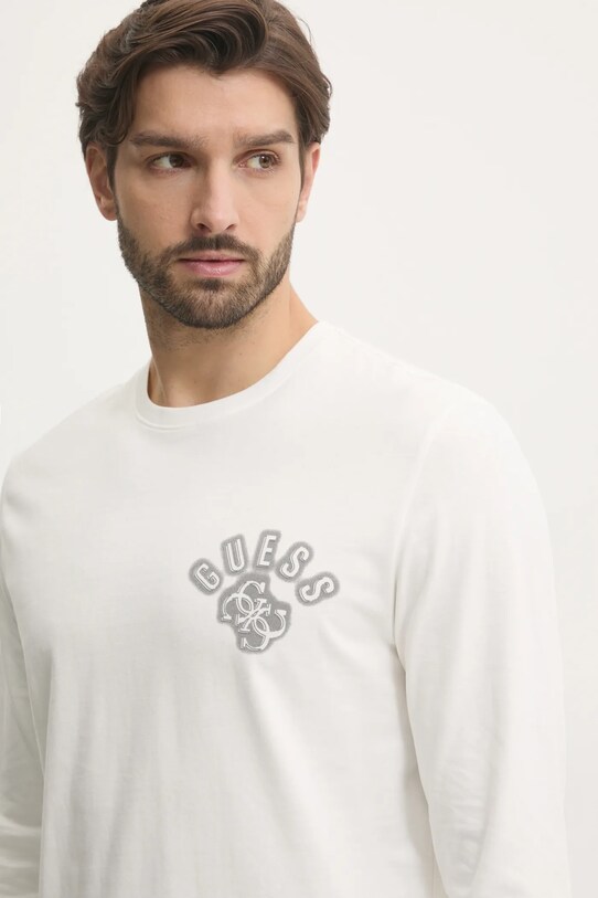 Бавовняний лонгслів Guess бежевий M5RI40.KBZV1