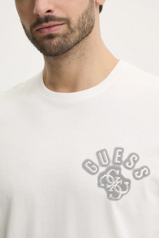 Бавовняний лонгслів Guess M5RI40.KBZV1 бежевий