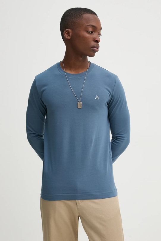 Bavlněné tričko s dlouhým rukávem Marc O'Polo slim modrá 520201252210