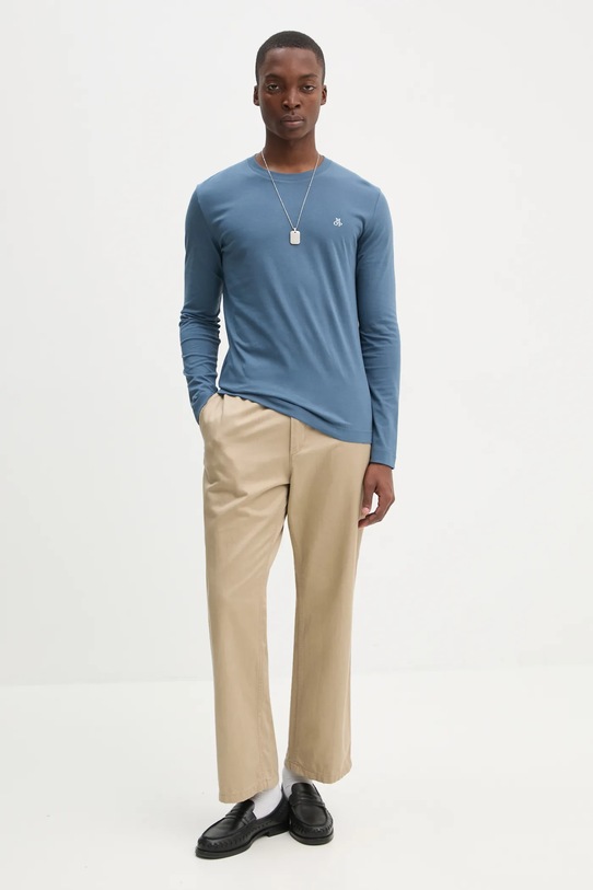 Bavlněné tričko s dlouhým rukávem Marc O'Polo 520201252210 modrá SS25