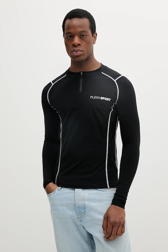 PLEIN SPORT longsleeve z elastanem czarny SAEC.MTK7995.STE003N