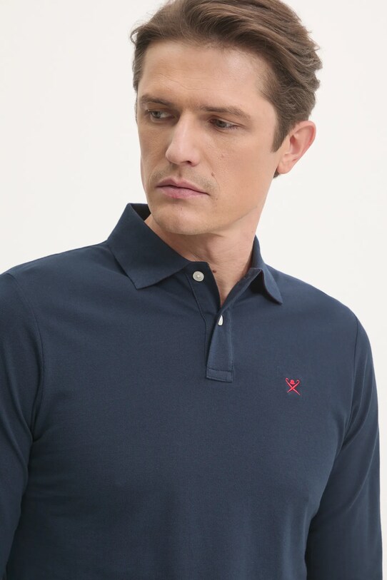 Hackett London longsleeve bawełniany bawełna granatowy HM550887