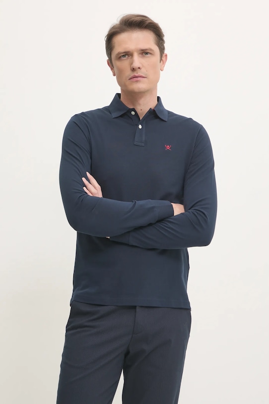 Hackett London longsleeve bawełniany granatowy HM550887