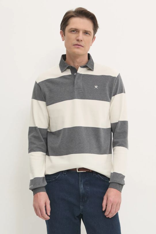 Hackett London longsleeve din bumbac cu modele gri HM570840