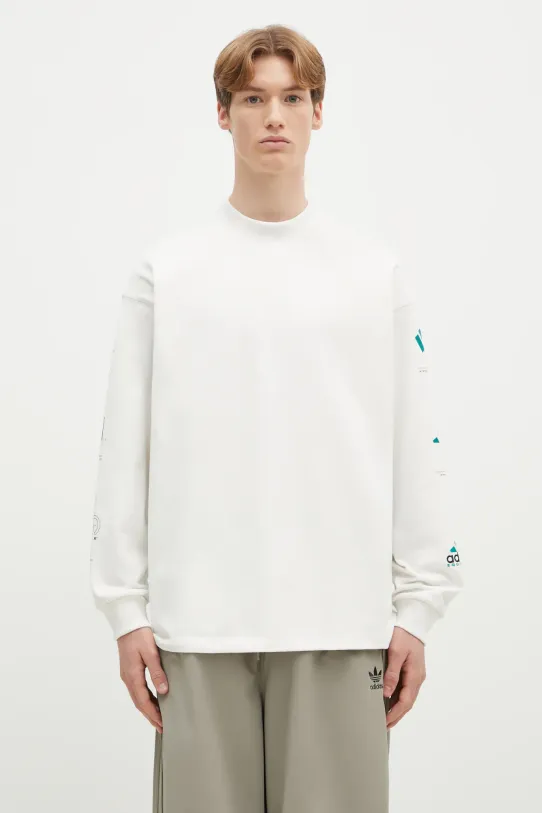 adidas Originals top a maniche lunghe in cotone Equipment GFX Tee Longsleeve rilassato bianco JN4846