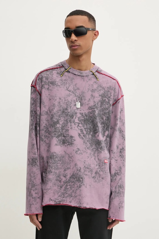 Tričko s dlhým rukávom Diesel T-CRAHOR-LS-R1 T-SHIRT relaxed ružová A16166.0GIAR