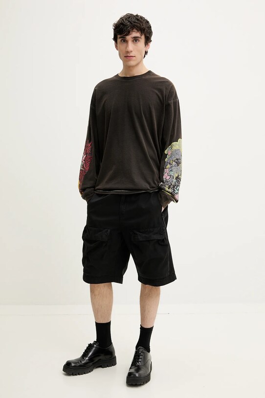 Бавовняний лонгслів Diesel T-BOXT-LS-R4 T-SHIRT A16216.0DRAM коричневий SS25
