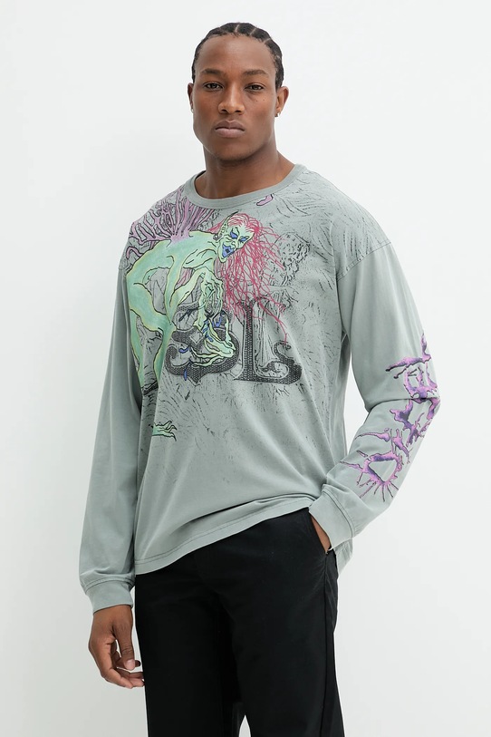 Diesel longsleeve din bumbac T-BOXT-LS-R12 T-SHIRT print gri A17641.0SLBT