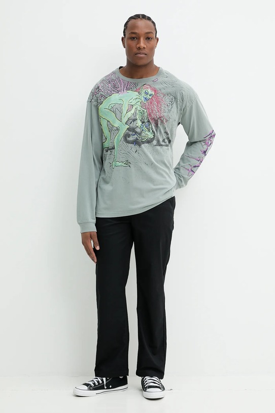 Хлопковый лонгслив Diesel T-BOXT-LS-R12 T-SHIRT A17641.0SLBT серый SS25