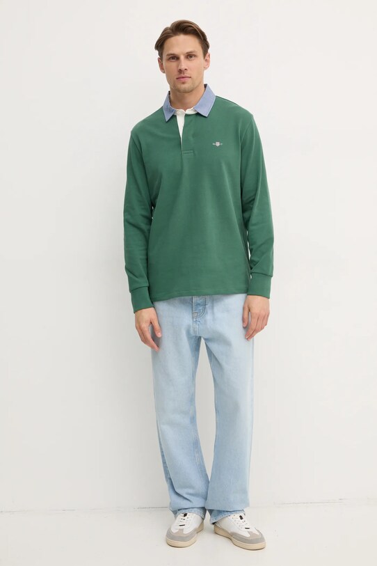 Gant longsleeve din bumbac 2004082 verde SS25