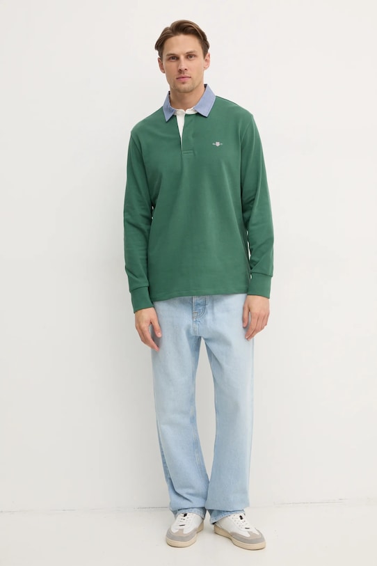 Gant longsleeve din bumbac 2004082 verde AW25