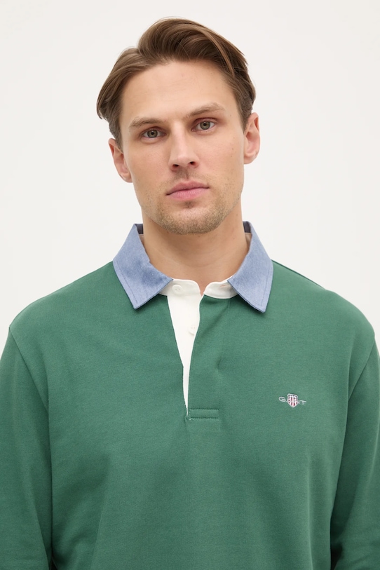 Gant longsleeve din bumbac verde 2004082