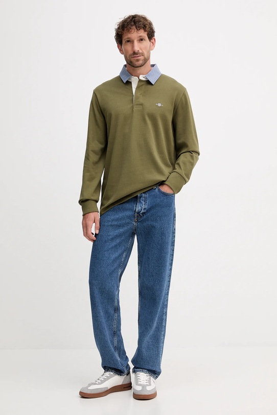 Gant longsleeve bawełniany 2004082 zielony AW25