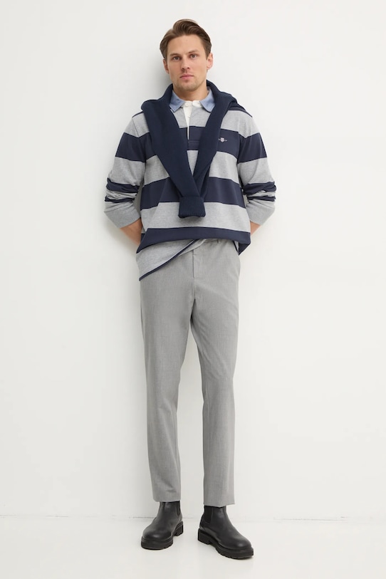 Bavlněné tričko s dlouhým rukávem Gant 2004083 šedá SS25