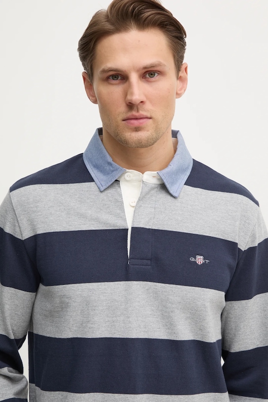 Bavlněné tričko s dlouhým rukávem Gant šedá 2004083