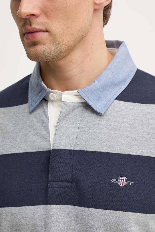 Bavlněné tričko s dlouhým rukávem Gant 2004083 šedá