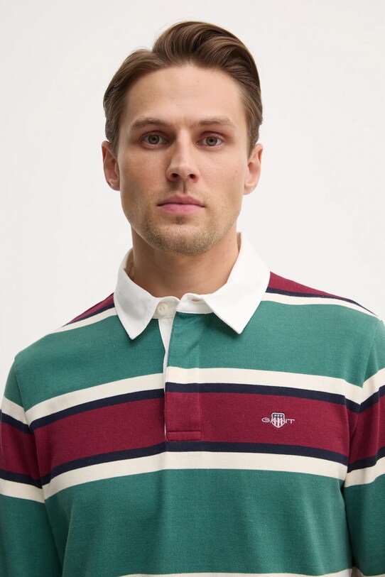 Bombažna majica z dolgimi rokavi Gant zelena 2044007