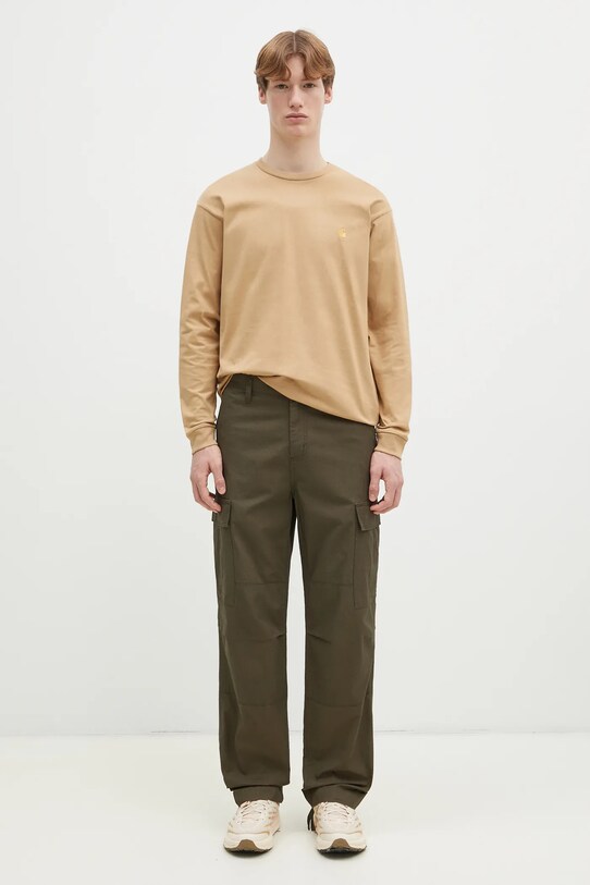 Хлопковый лонгслив Carhartt WIP Longsleeve Chase бежевый I026392.2N1XX