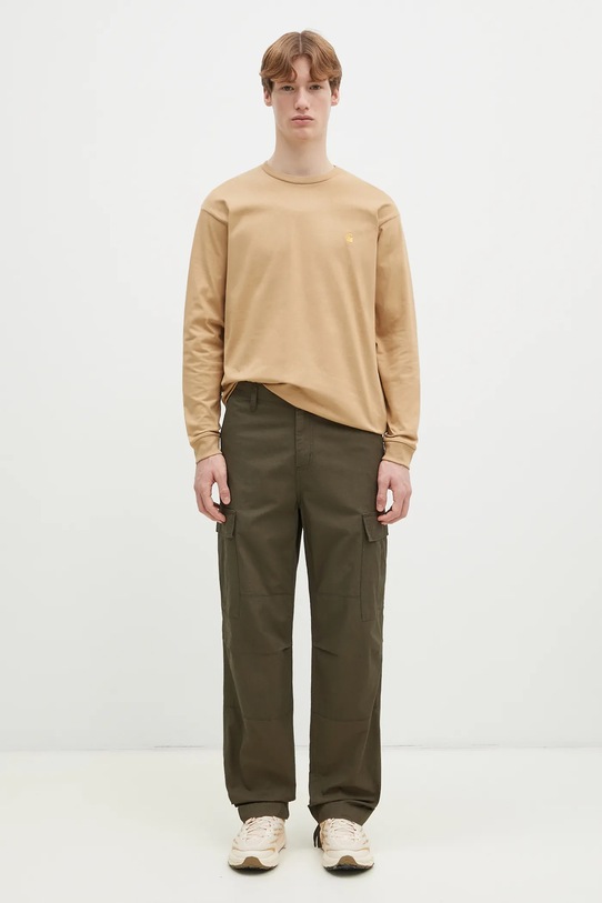 Bavlněné tričko s dlouhým rukávem Carhartt WIP Longsleeve Chase béžová I026392.2N1XX