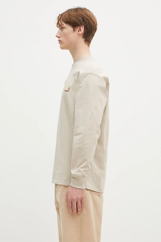 Pamučna majica dugih rukava Carhartt WIP Longsleeve American Script I029955.2LPXX bež SS25