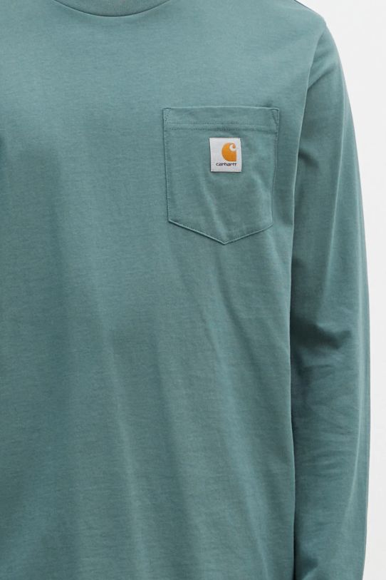 Carhartt WIP longsleeve din bumbac Longsleeve Pocket turcoaz I030437.2M2XX