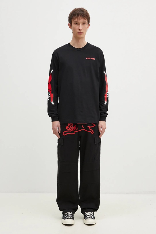 Хлопковый лонгслив ICECREAM Running Dog Longsleeve IC24486 чёрный