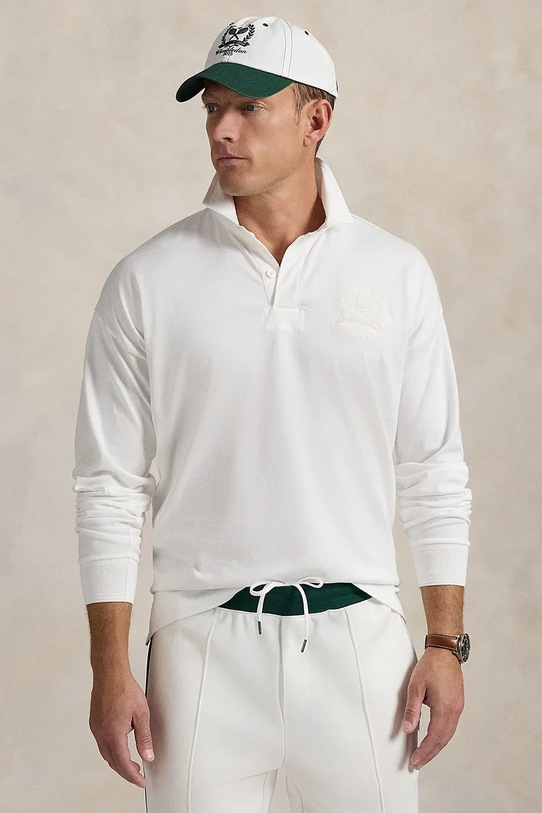 Polo Ralph Lauren longsleeve bawełniany Wimbledon Collection bawełna biały 710970487