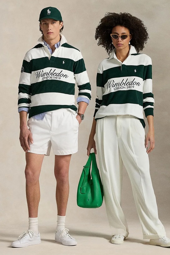 Oblečenie Bavlnené tričko s dlhým rukávom Polo Ralph Lauren Wimbledon Collection 710970489 zelená