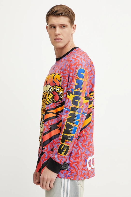 Bavlnené tričko s dlhým rukávom adidas Originals GRAPHIC LS TEE fialová JX1702