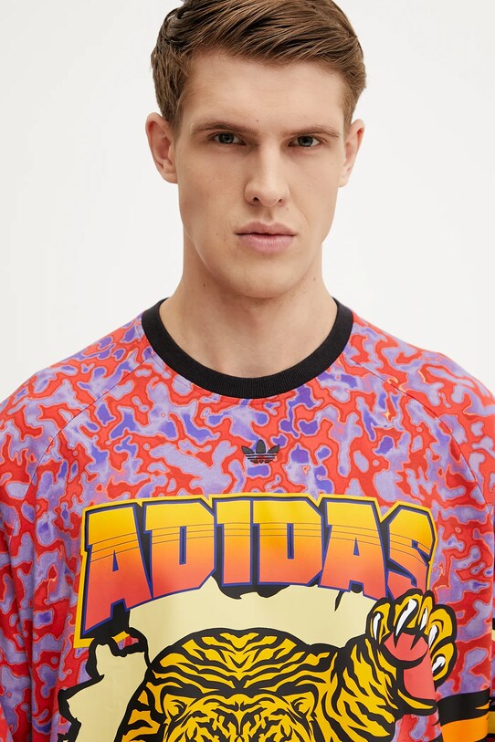 adidas Originals longsleeve din bumbac GRAPHIC LS TEE JX1702 violet