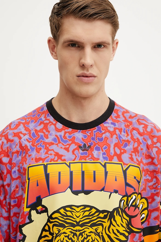 Bavlnené tričko s dlhým rukávom adidas Originals GRAPHIC LS TEE JX1702 fialová