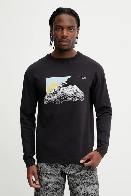 Oakley longsleeve bawełniany nadruk czarny FOA406859